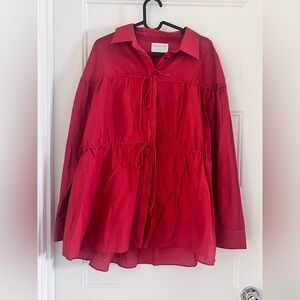 Modern Citizen Red Tiered Tie-Front 80% cotton, 20% silk